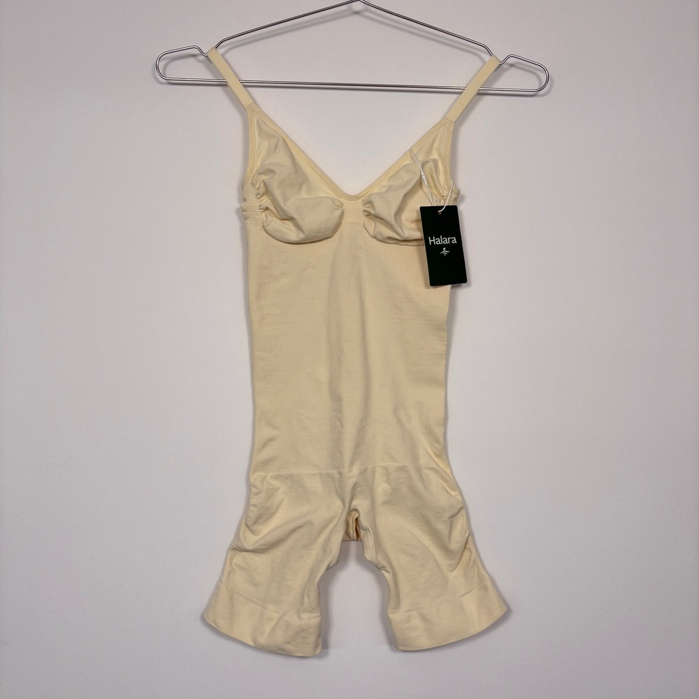NWT Halara Womens Shapewear Bodysuit Large Yellow Seamless Ribbed Compression